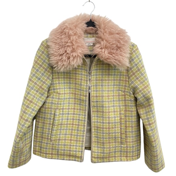 Urban Outfitters Kimchi Blue Mikey Faux Fur Trim Checked Jacket - Picture 4 of 10